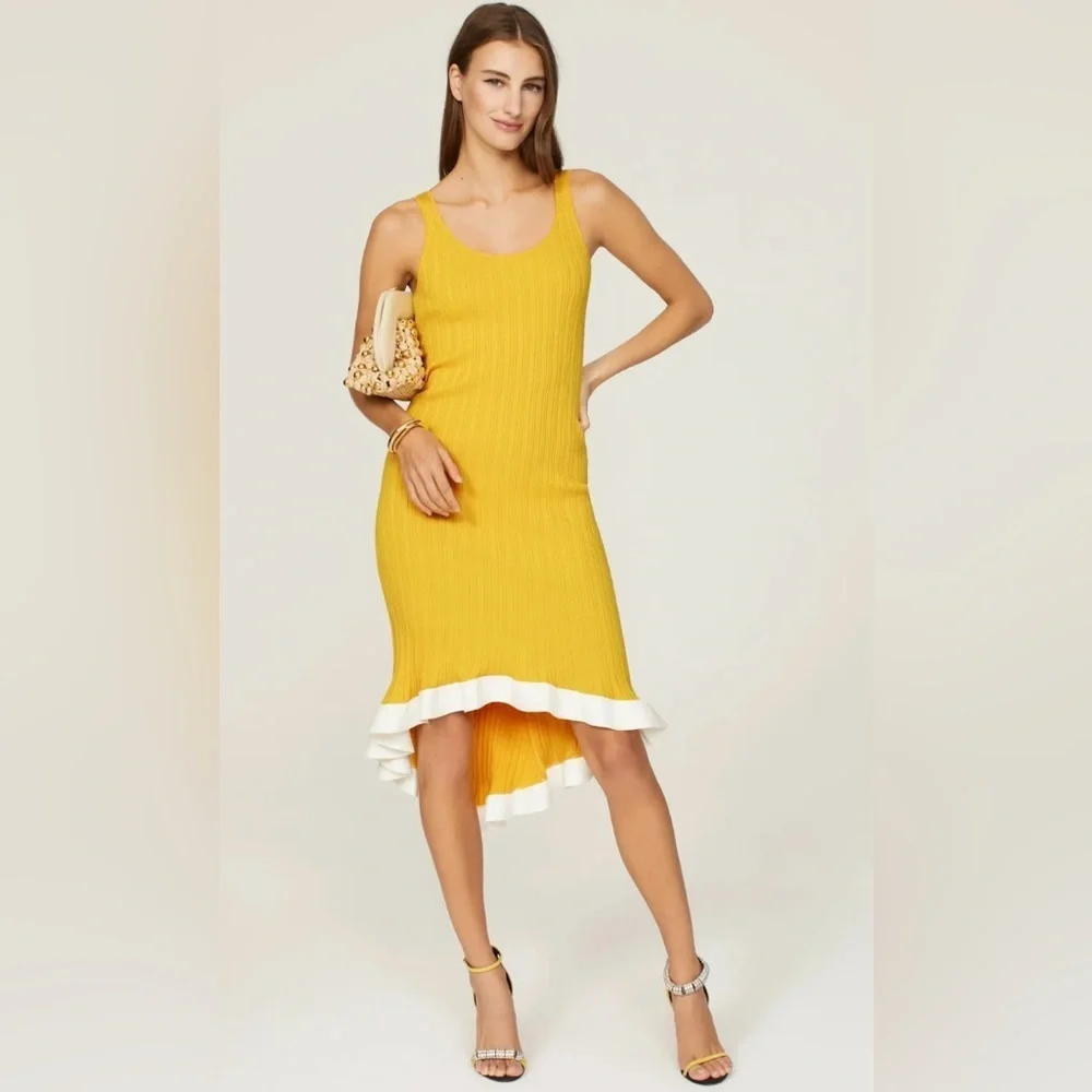Esteban Cortazar x RTR Sunflower Yellow Knit Dress sz: M (hi-low)